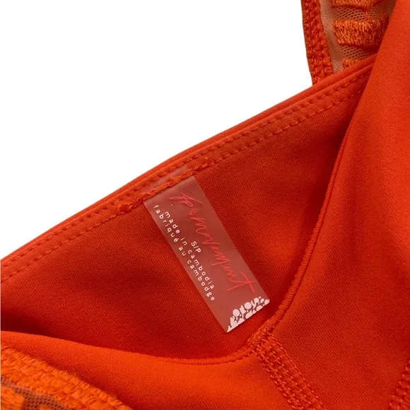 Free People movement Orange V-Neck sports Bra, Lace,Textured,Lined, Small,New - Picture 5 of 9
